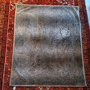 Pottery Barn Faux Fur Throw Gray and Silver